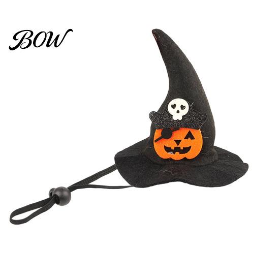 Cat Halloween Costume Accessory Witch Hat, Fun Pet Hat with Adjustable Elastic Strap, Cartoon Bat Themed Ghost Pumpkin Skull for Cats