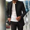 European Size Men's Spring/Fall Slim Fit Woolen Coat - Solid Color Youth Suit