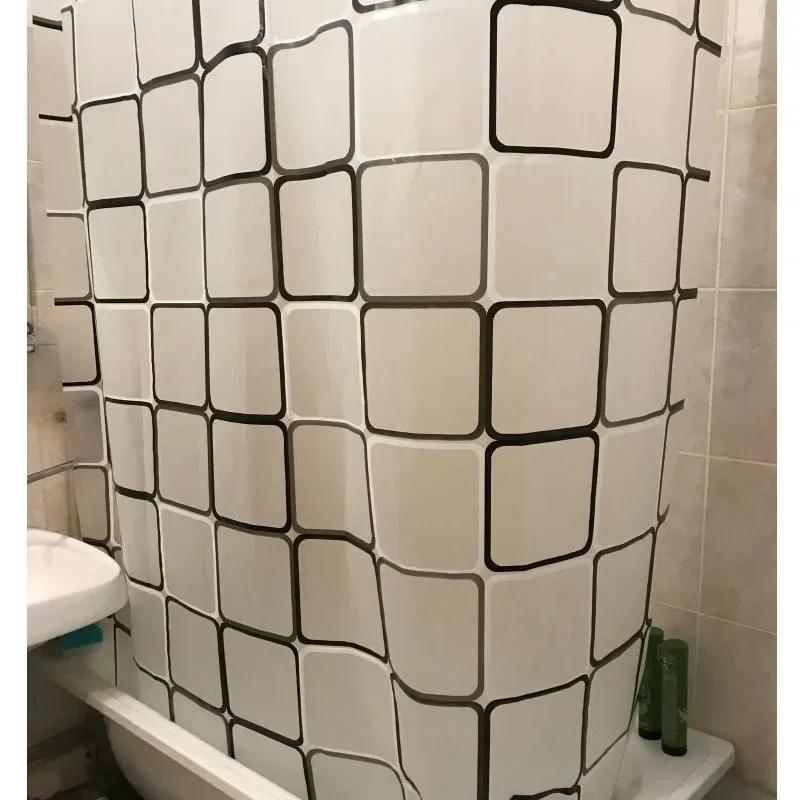180*200cm Banyo Perdesi Su Geçirmez Duş Perdesi 12 Perde Kancası ve Halkası ile Duş Perdesi Seti