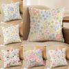 Fresh Floral Print Cushion Cover Short Plush Doublesided Print Square Throw Pillow Covers Sofa Home Cushion Decor