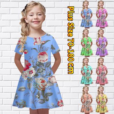 Girls 3D Print Dresses Kids Girl Party Sleeveless Princess Dress Tank 3D Print Green Coconut Dress