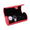 Travel Watch Case Roll Organizers Accessory For Men PU Leather Display Holder With 3 Slots Elegant Handwoven Pattern