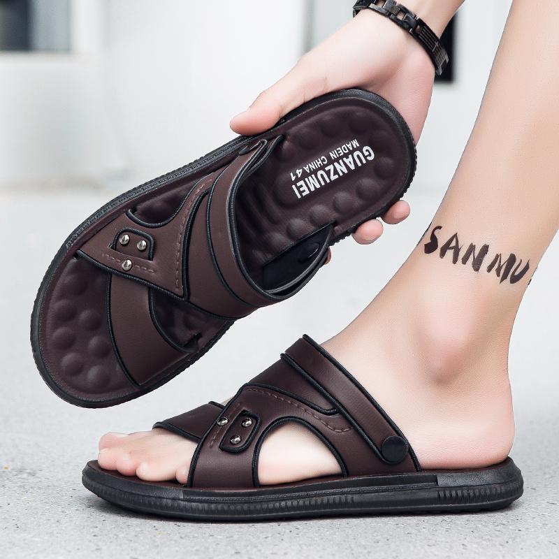 Summertime Men Sandal Shoes Peep Toe Flat Mens Daily Wear Shoes Outside Walking Sandal Shoes For Men Beach Footwear Sandalias Hombre Men Slide Shoes