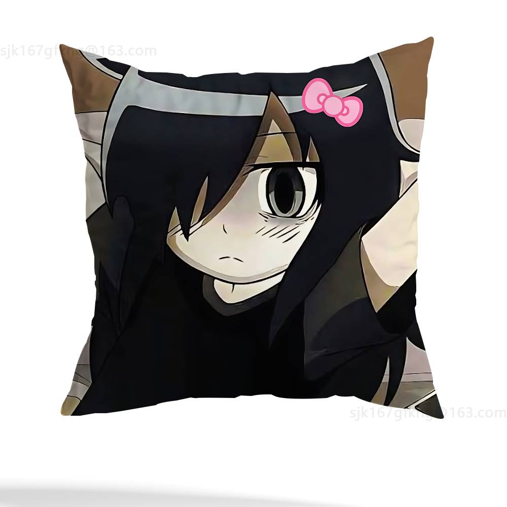 Anime Kuroki Tomoko  Pillow Case Square Double-Sided Printing Short Plush Sofa Cushion Cover Bedroom Bedside Pillow