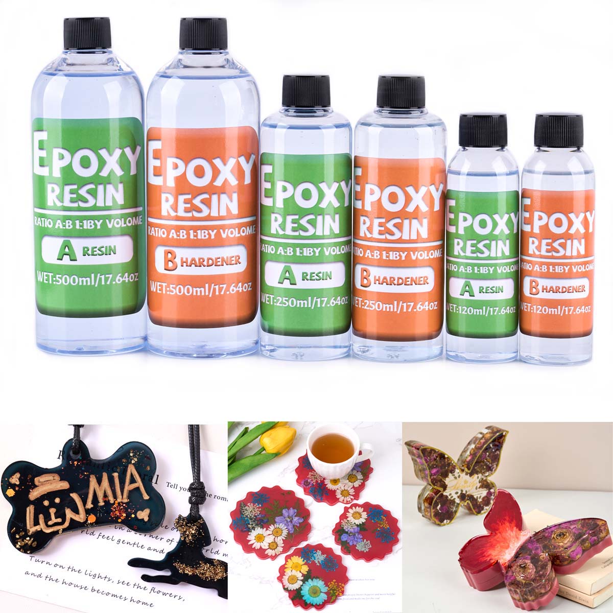 1:1 Ratio Epoxy Resin Kit Anti-Yellowing Newly Formulated Crystal Clear Epoxy Resin for Casting Molds DIY Jewelry Resin Art Tool