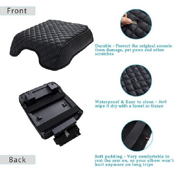 PU Carbon Fiber Leather Car Center Console Armrest Cover For 15- 20 Ford F150.