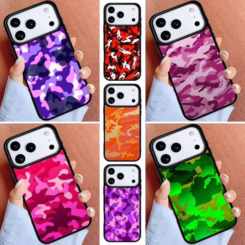 Neon Camouflage Pattern Phone Case for iPhone 17ProMax 12 13 14 15 16e 17 Pro Max Plus Air Cover