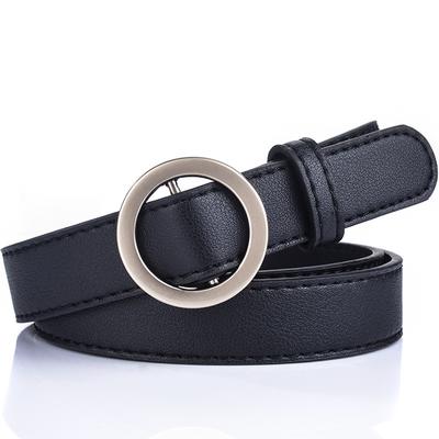 Non-Porous Round Buckle Student Belt Women'S Decoration Simple Thin Belt Belt Belt