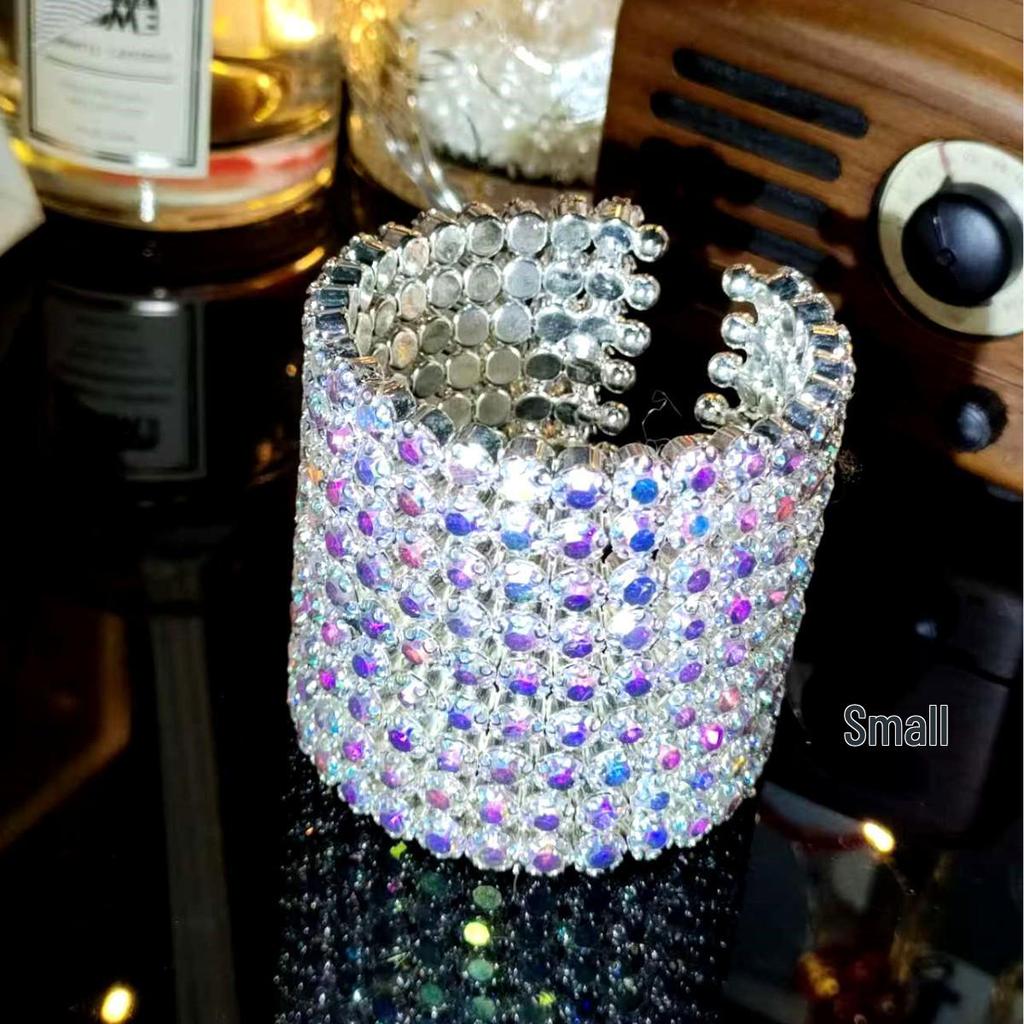 Koreanischer Stil Funkelndes Strass Brautarmreif: Vierreihiges elastisches Kristallarmband