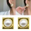 Geometric Square Pearls Earrings for Women Combining Vintage Charm and Modern Styles Suitable for Every Outfits