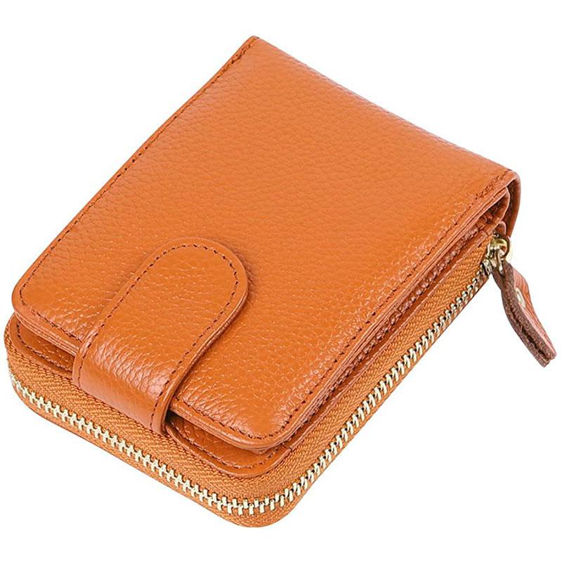 Fashion Genuine Leather Credit Card Holder Zipper Hasp ID Card Wallet Purse