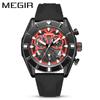 Chronograph Quartz Watch Men Subdial Hands ArmyGreen Silicone Sport Watches For Men's Military Waterproof Luminous Clock