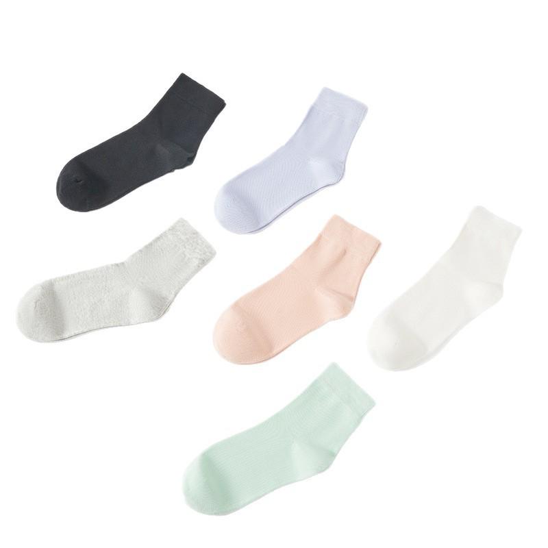 Women's 7A Antibacterial Mid-Calf Pure Cotton Socks - Sweat-Absorbent, Thick, All-Season Style.