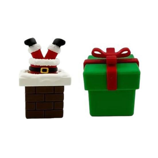 Yousheng 1/2/3/4Pcs 3D Printed Christmas Figurine Santa Snowman Star Topper Xmas Tree Gift Box Statue Holiday Party Decoration Ornament