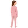 Unisex Kids Solid Color Thermal Underwear Set Round Neck Long Sleeve Top Elastic Waistband Leggings Sleepwear Loungewear