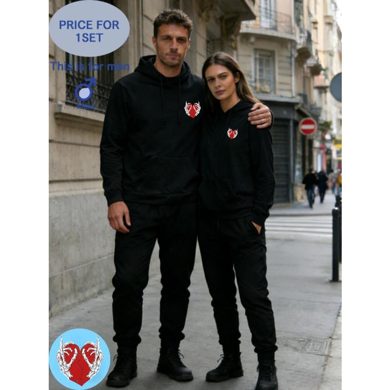 

Skeleton & Heart Couple Hoodie & Pants Set – Nail That Edgy-Romantic Street Look in One Outfit XXL чорний