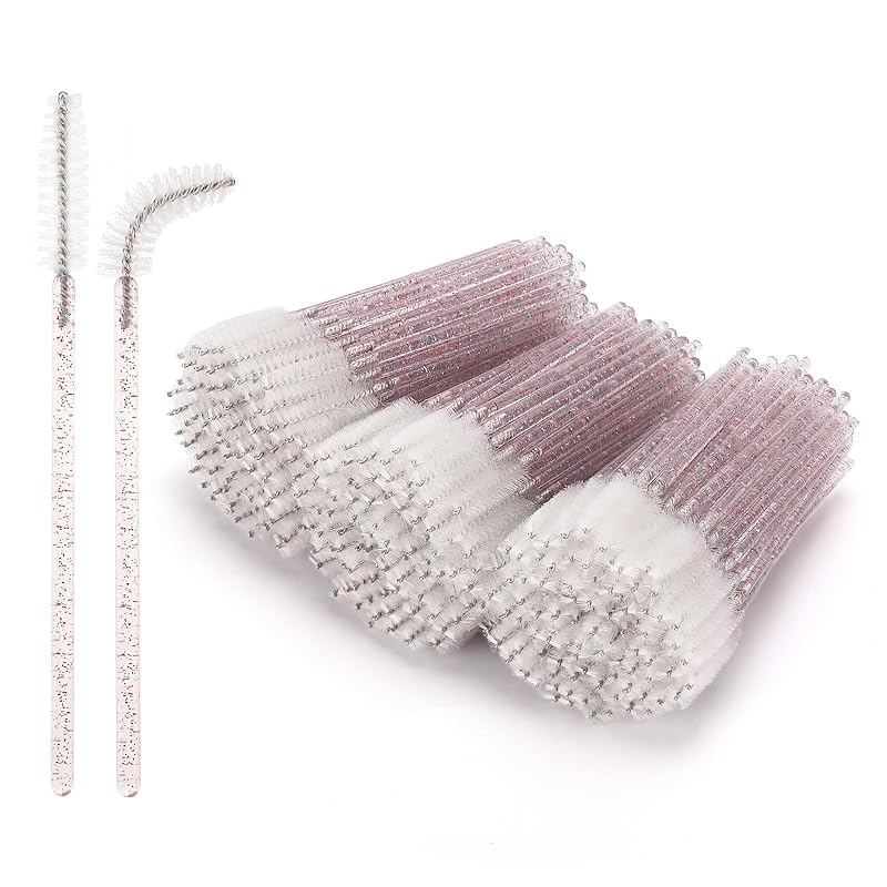 Tbestmax 300Pcs Disposable Eyelash Brush, Mascara Wands Makeup Brushes Applicators Kits for Eyelash Extensions and Eyebrow - Colorful Handle, Pink