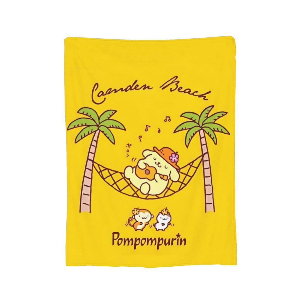 Cute Pom Pom Purin Pattern Blankets Flannel Summer Air Conditioning Breathable Soft Throw Blanket for Home Bedroom Bedspread