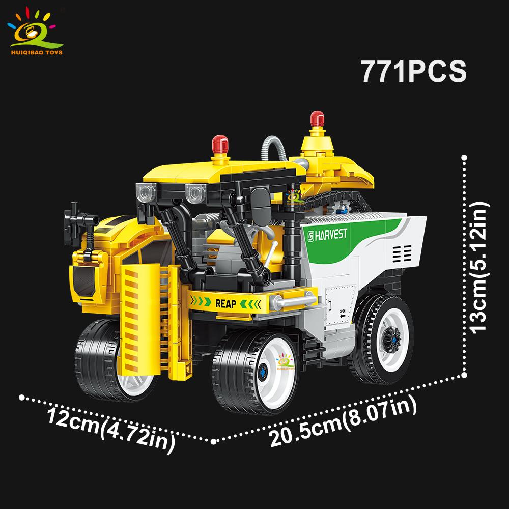 HUIQIBAO Model Camion Fermier Bloc de Construcție Tractor Cultivator Vehicul Combină MOC Cărămidă Mașină Jucărie de Construcție Oraș Pentru Copii