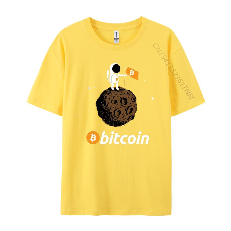 Bitcoin Tshirt Astronaut In Space Tshirts Slim Fit Customized Tshirts Crew Neck Cotton Mens Tops Shirts