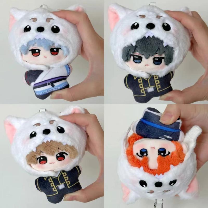 Anime Plushie Sakata Gintoki Doll 10Cm Cute Okita Sougo Doll Pendant Kagura Keychain With Headgear Anime Merchandise Gift