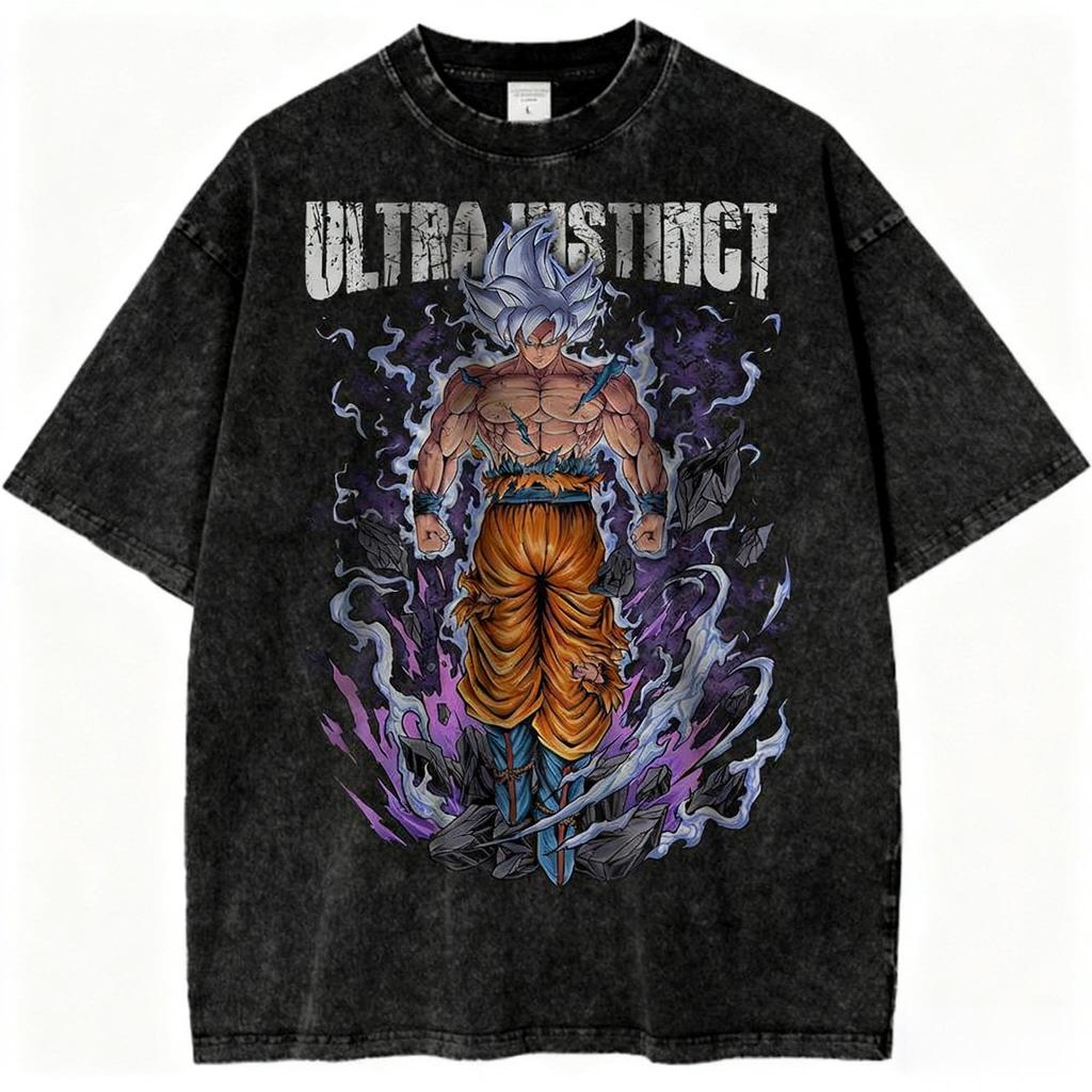Dragon Ball Super Saiyan Gohan Printed Tshirt Mens and Womens Washed Tshirt High Quality Vintage Cotton Tshirt Tops