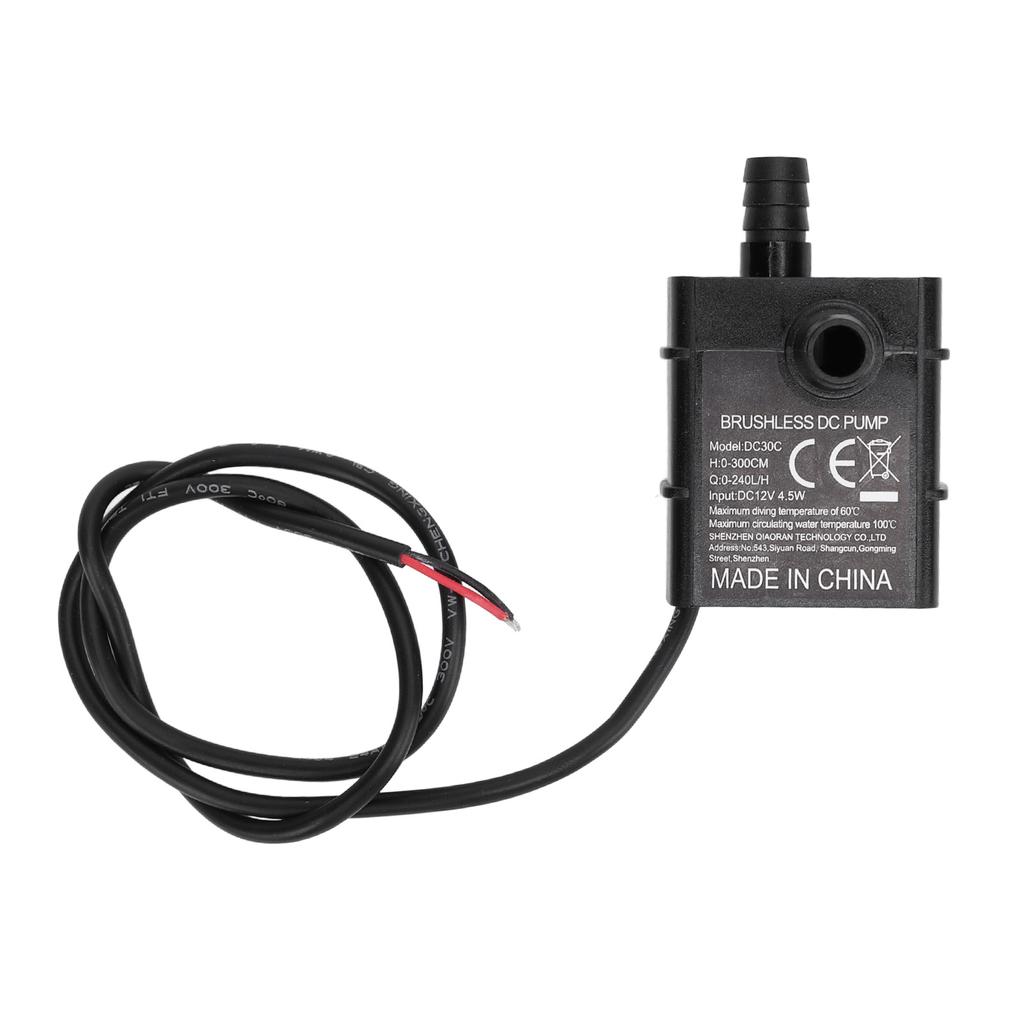 Micro Submersible Pump DC 12V 4.5W 240L/H 300cm Lift IP68 Brushless Water Fountain Pump with LED Ind