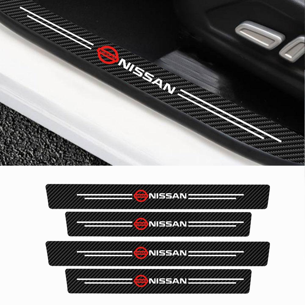 ASD1  Universal Leather Car Door Plate Sill Anti Scuff Protector Welcome Pedal Guard Sticker Center Cover For Nissan Juke Micra Leaf