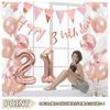 Tonpop Birthday Balloon Set 21st Happy Birthday Garland Confetti Balloons Party Gift Surprise Adults Girls Rose Pink
