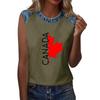 Sleeveless Pullover Casual T Shirt for Women Round Neck Loose Fit Printed Top with Raglan Sleeves and Contrast Trim