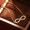 Gold Plated CZ Infinity Symbol Adjustable Bolo Bracelet, Sparkling Love Forever Charm Bracelet for Women