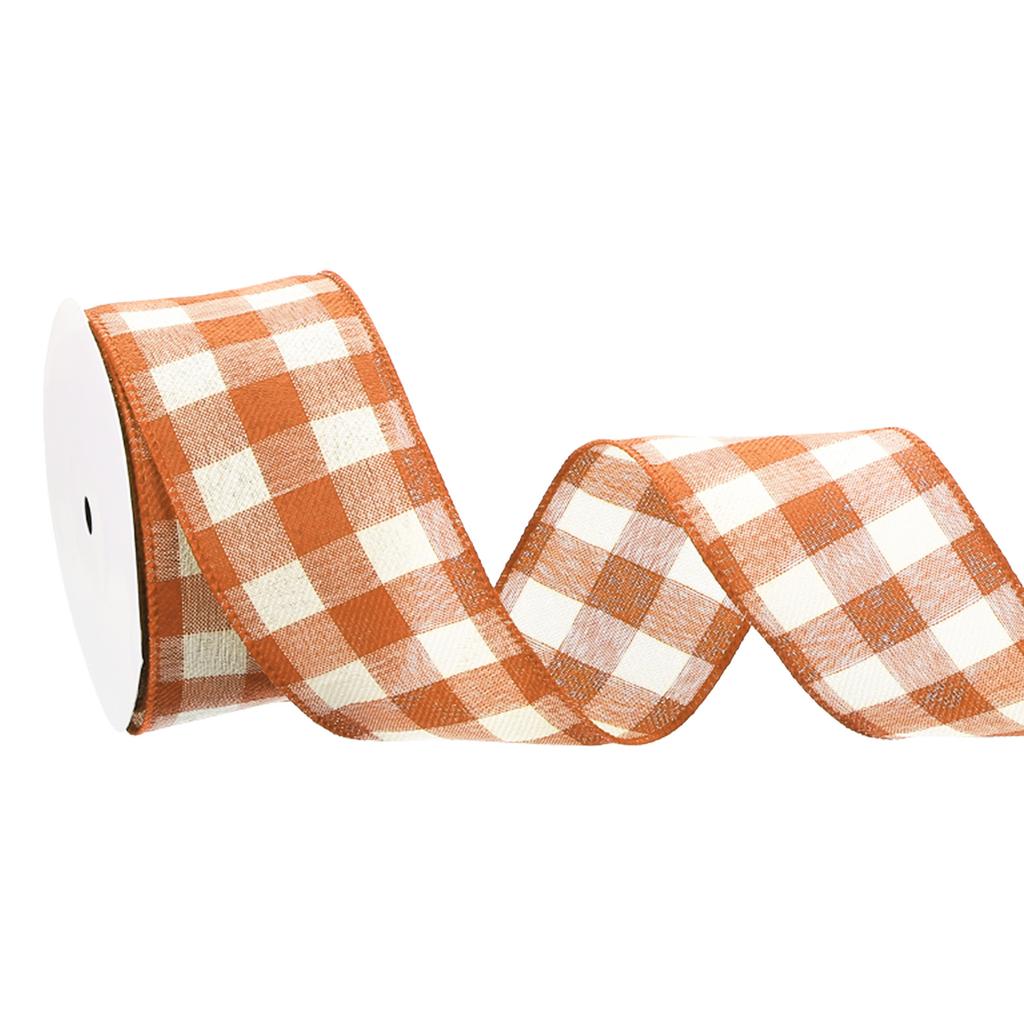 Plaid Wired Edge Ribbons Fall Plaid Burlap Ribbon Check Ribbon for Thanksgiving Autumn Party DIY Craft Bow Wrapping 10 Yard/Roll