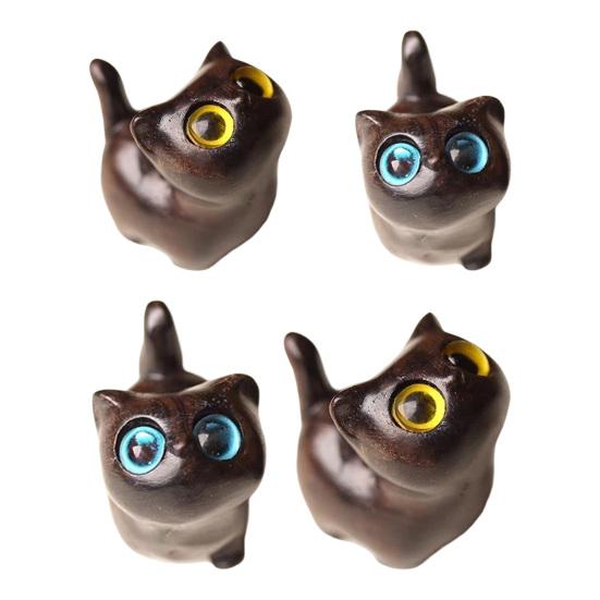 Sculptură Pisică Neagră Făcută Manual Sculptură Pisică Mică Desen Animat Figurină Pisică Rustic Mini Decor Casă Drăguț Cadou pentru Iubitorii de Pisici Colecționari