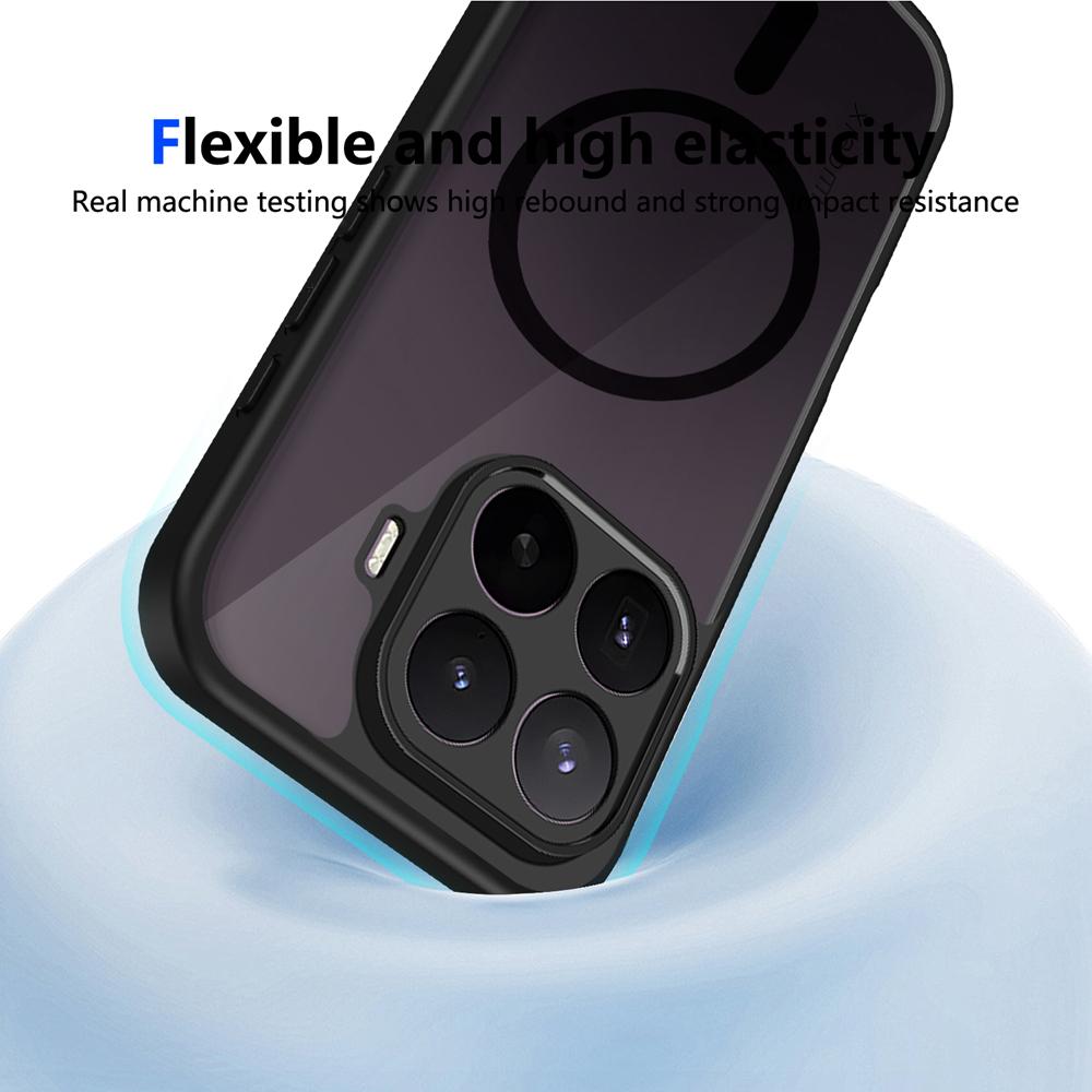 KEYSION Magnetic Phone Case for Xiaomi 17T Pro 5G Silicone+PC Matte Translucent Black Shockproof Cover for Xiaomi 17T 17T Pro