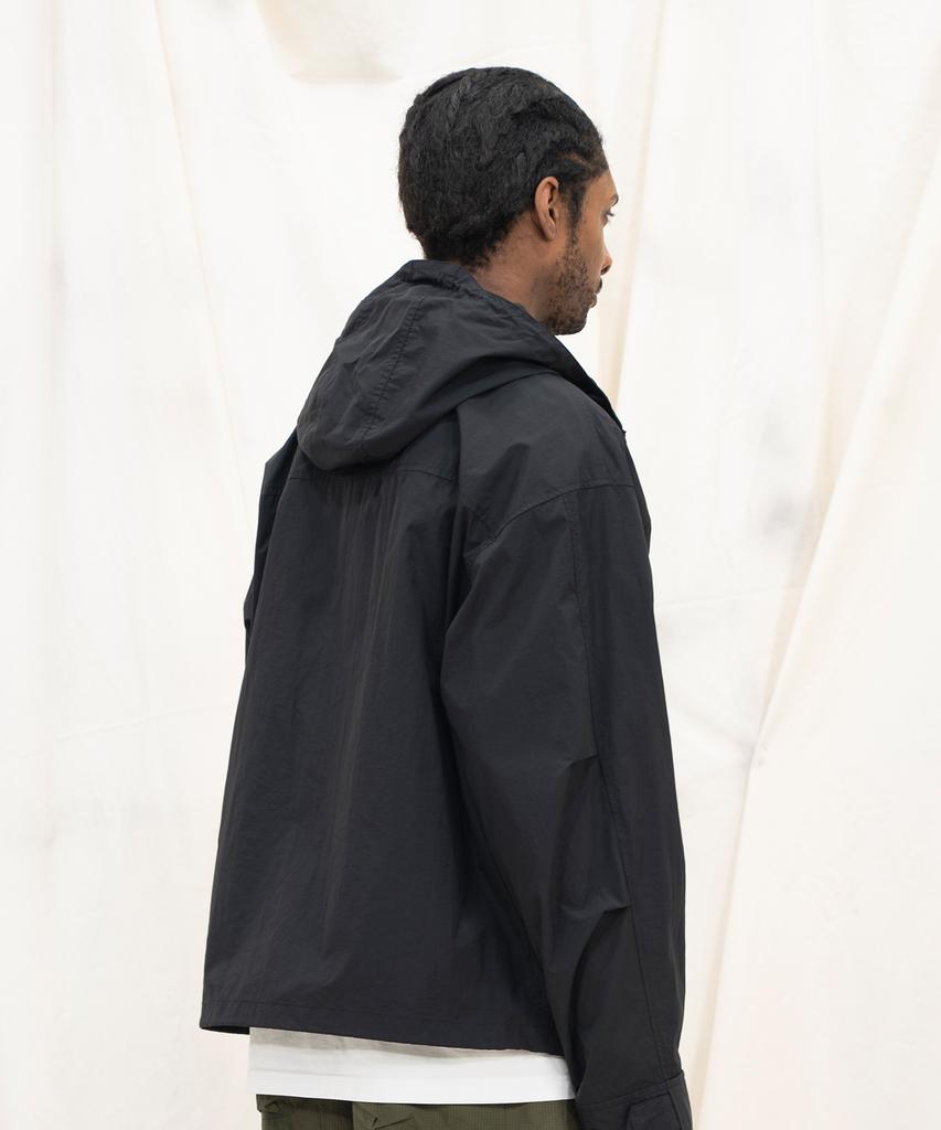 Kalapatthar Lightweight Nylon Ripstop Out Pocket Hooded Shell Jacket - Black