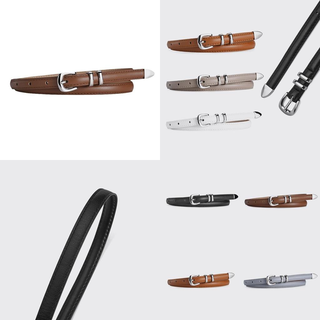 Versatile And Chic Women's Thin Pu Leather Belt Set With Elegant Silver Buckle