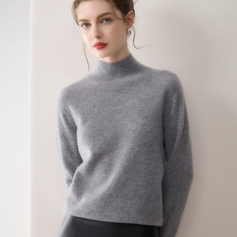 Women's 100% Pure Cashmere Sweater - Solid Color, Versatile & Warm Knit Base Layer.