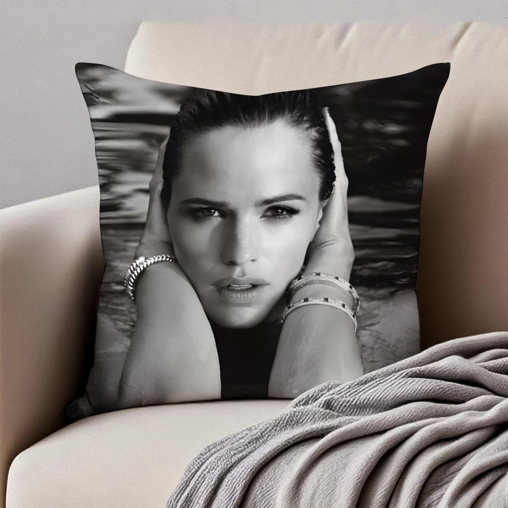 JJennifer Garner Cushion Cover Pillowcase Antidustmite Invisible Zipper Short Plush Sofa Cushion