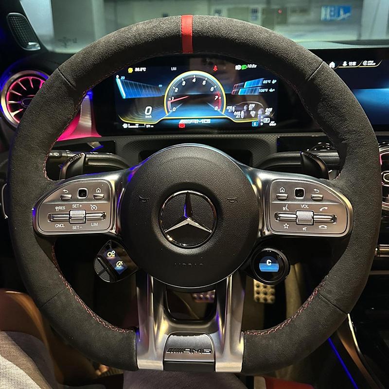 Для Mercedes Benz A B C E Класса W177 W247 W213 W205 CLA GLB AMG - Ручная прошивка Кожаная накладка на руль автомобиля style 3