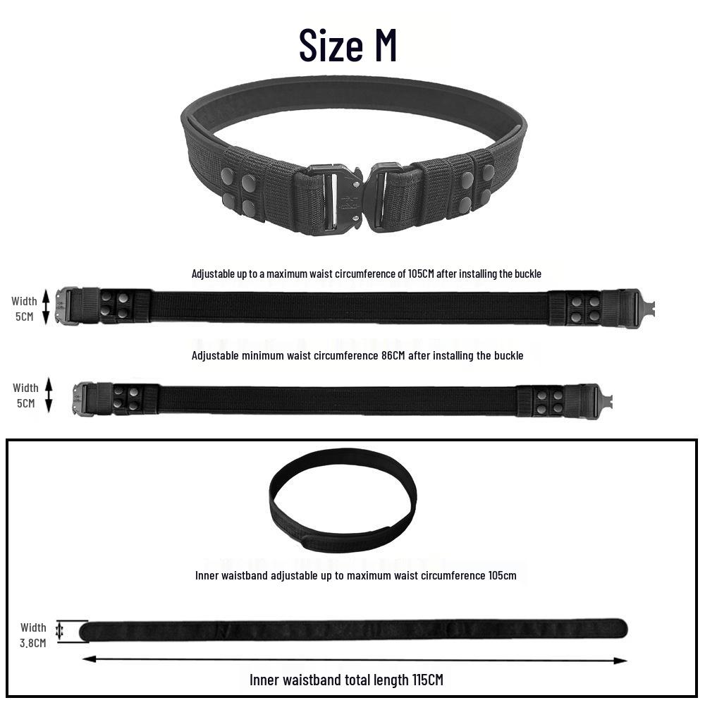 Men's Black Nylon Tactical Belt with Alloy Buckle - Braided for Security, Suitable for Outdoor Training and Duty Activities.