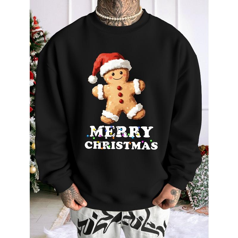 Featuring Crafted Heat Transfer Letters Combined with Illustrated Prints, Christmas, Trendy Street-Style Round-Neck Sweatshirt for The Season