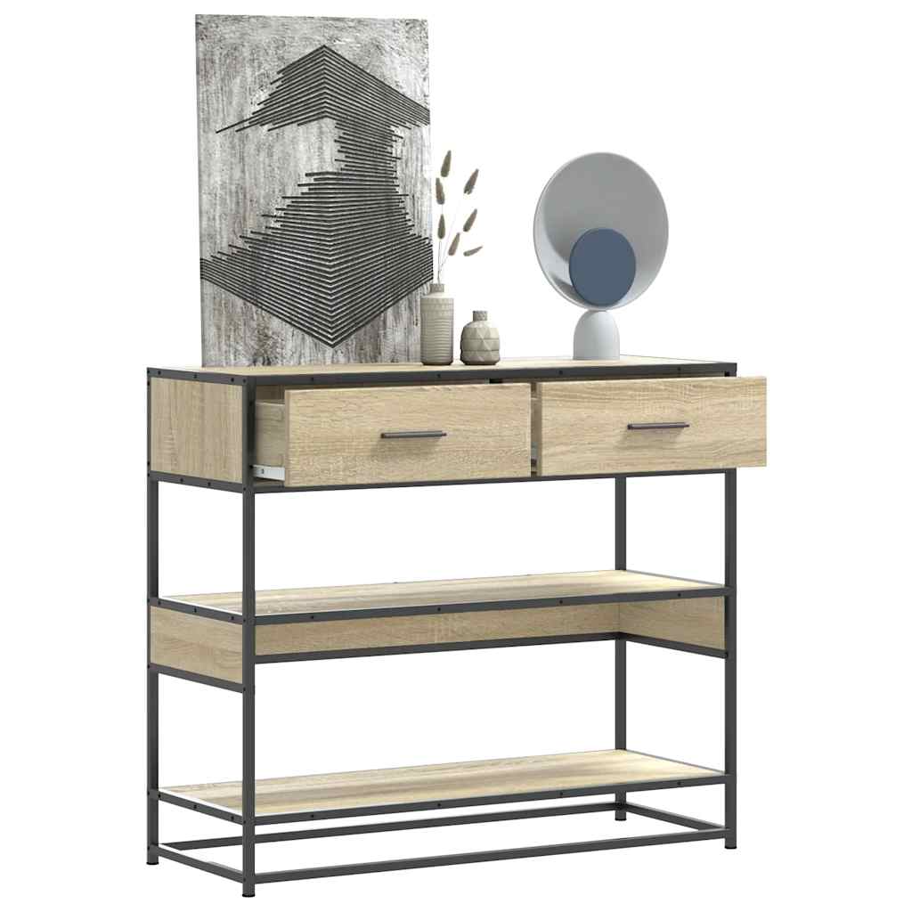 Console Table Sonoma Oak Finish 90 x 35 x 80 cm Engineered Wood