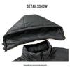 2025 Winter Men's Shiny Leather Hooded Down Jacket - Casual, Warm, Pure Color Outerwear