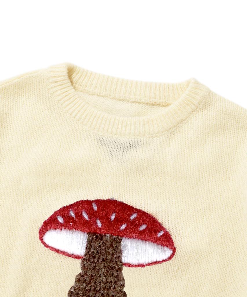 Seuweideu Mushroom Crop Knit Crewneck [Ivory]
