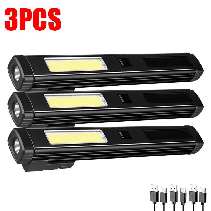 COB Magnetic Work Light USB Rechargeable LED Flashlight New Portable Lantern Camping Torch Car Repair Lamp With Built-in Battery