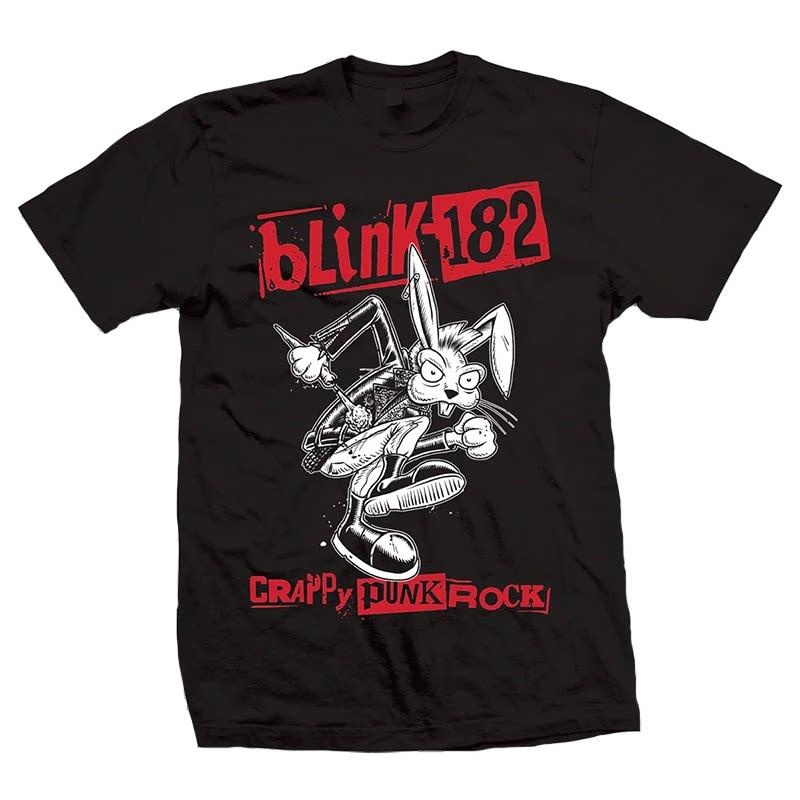 New Blink 182 - The Smiling Punk Rabbit Graffiti Rabbit Illustration - American Retro High Street Vintage Streetwear T-shirt