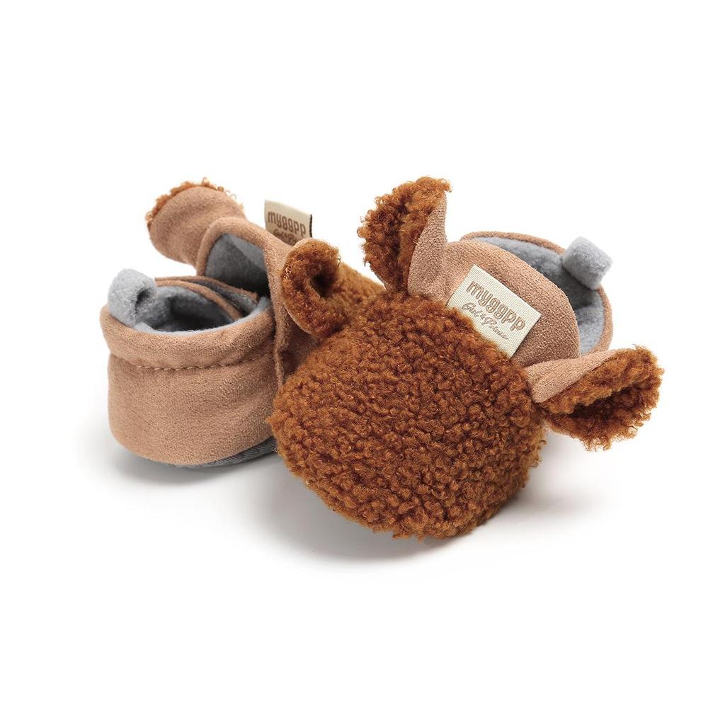 Unisex Cartoon Winter Baby Velcro Cotton Shoes, Soft Sole, Warm for Toddlers Aged 0-1 Year