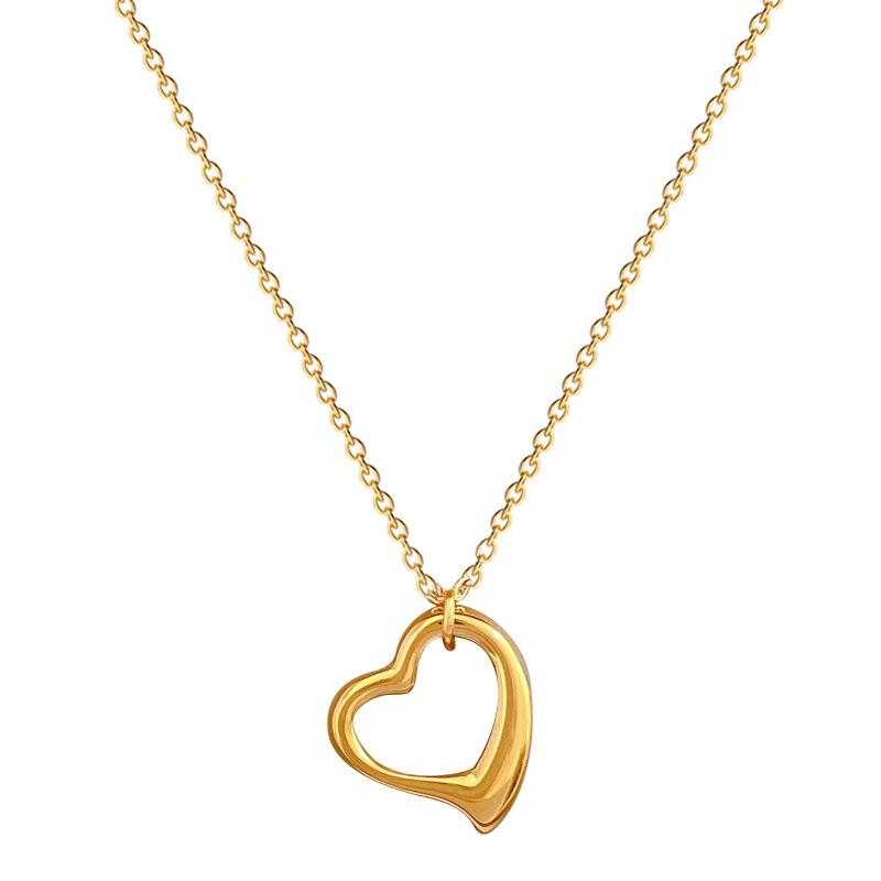Plain Ring Love Furnace Real Gold Cold Necklace Female Collarbone Chain With Jewelry