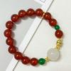 10mm Natural Stone Beaded Bracelets for Women Agate Round Beads Strand Bangle Semi-Precious Gemstone Jewelry Gifts