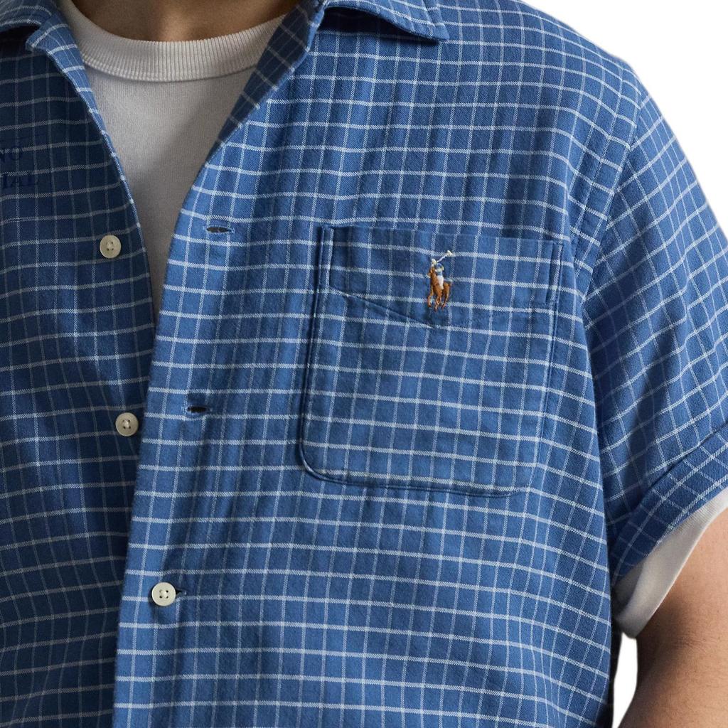 Polo Ralph Lauren Plaid Collar Button Pocket Short Sleeve Shirt Men shirts 710B14246-001